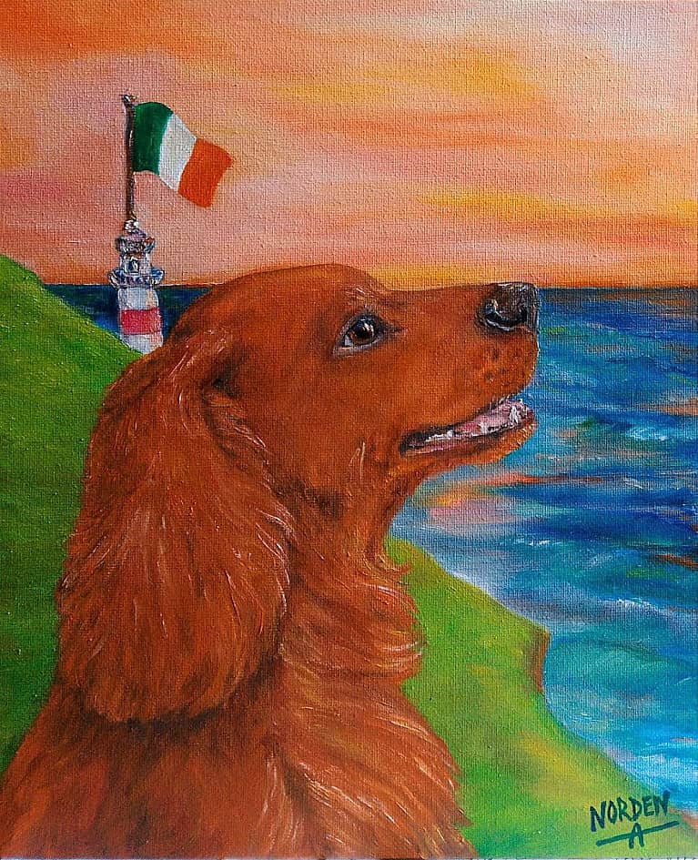 Сеттеры (триптих): Ирландский) Irish setter dog