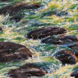 Картина "Речка быстрая, каменистая"
