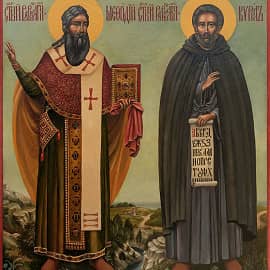 икона свв. равноапостольных Мефодия и Кирилла, учителей Словенских