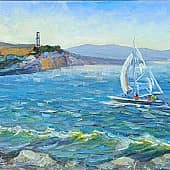 Солнечный день. Яхты в море. Пленэр ZhNataly