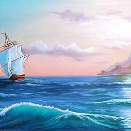 Море и парусник (По мотивам работ Дмитрия Розы)