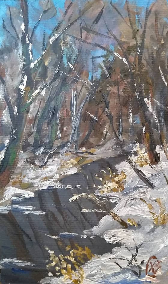 Лесной ручей. Зима