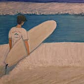 Серфингист на пляже Бали (1), художник Ирина Игнатова