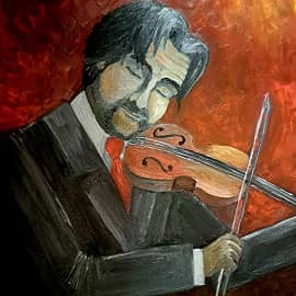 Музыкант играет произведение " Зима" из цикла "Времена года" Антонио Вивальди