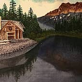 домик, горы, озеро
