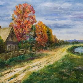 Деревенский домик у дороги