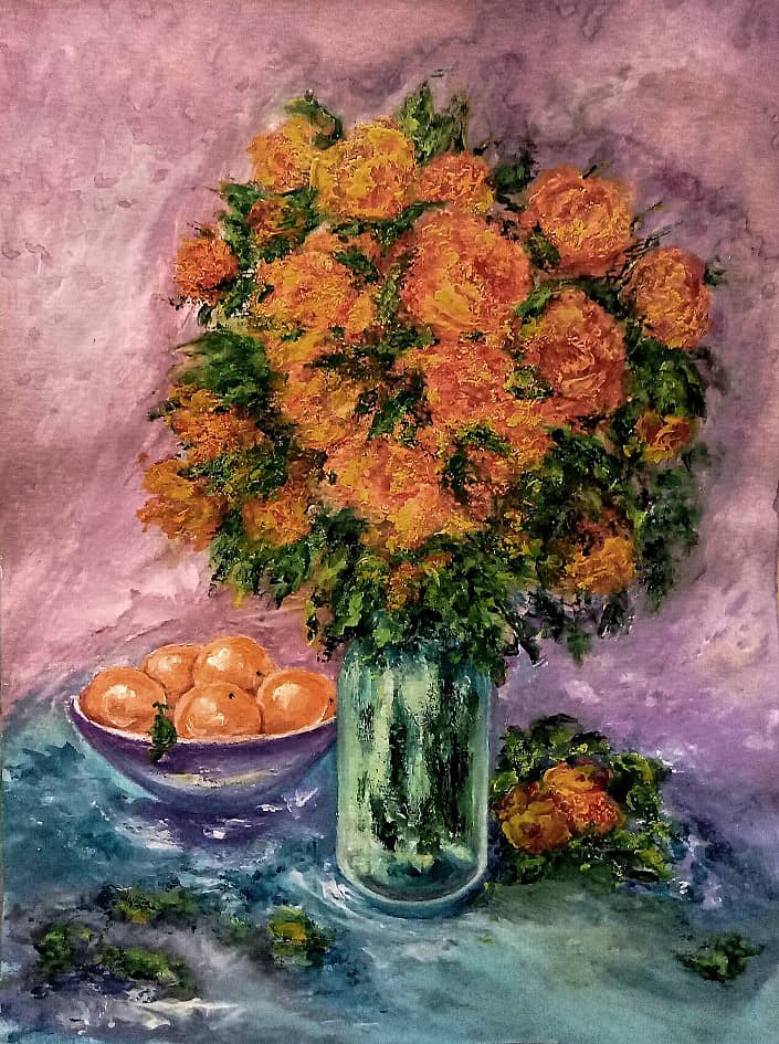Цветы и апельсинки