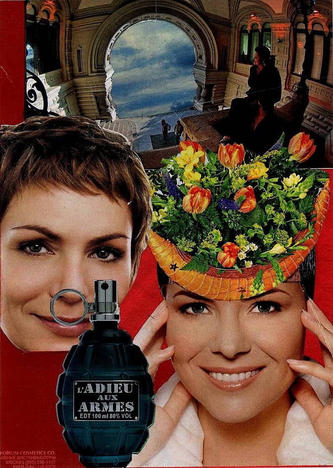 Цветы и парфюм. Коллаж.