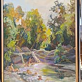 Детские игры в воде. Летний отдых на водопаде. Живографика ZhNataly (1), художник ZhNataly