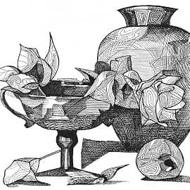 Натюрморт с вазами и цветами