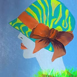 Дама в шляпе с апельсиновым бантом