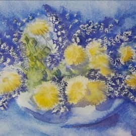 Одуванчики на синем.