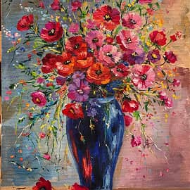 Букет в синей вазе