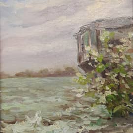 Домики у воды. Прилив. Весна. Пленэрная живопись ZhNataly