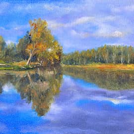 На озере в осенний день