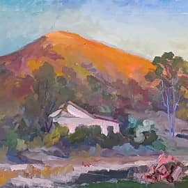 Очень наступает в горах. Дом у речки. Пленэр ZhNataly