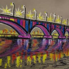 Освещённый мост. Скетч.