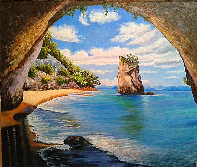 "Вид на море из пещеры"