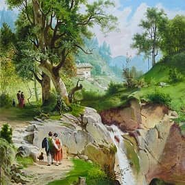 Пейзаж с влюбленной парочкой