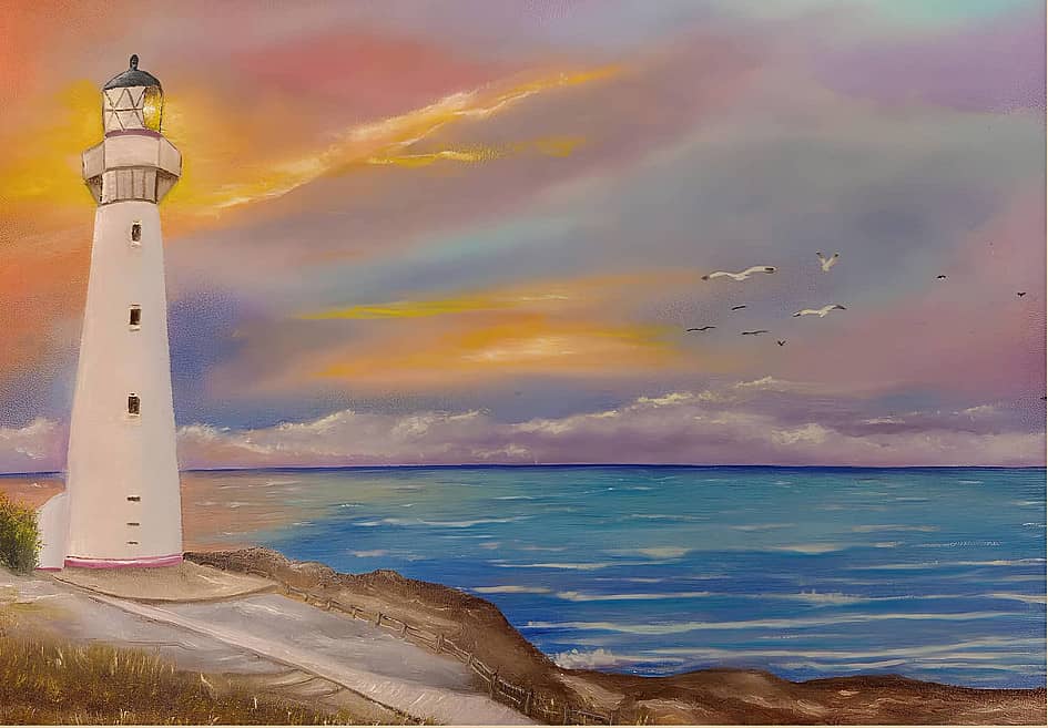 "Маяк в огнях заката"