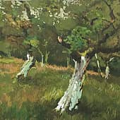 Композиция с деревьями, художник Елена Сергеевна