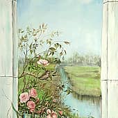 Розы у заборчика, художник Лариса Яркулова