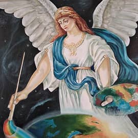 Ангел, рисующий радугу.