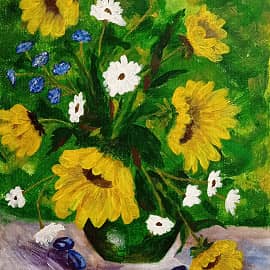 Подсолнухи с ромашками