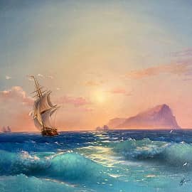 вольная копия с картины Айвазовского "Искья на закате"