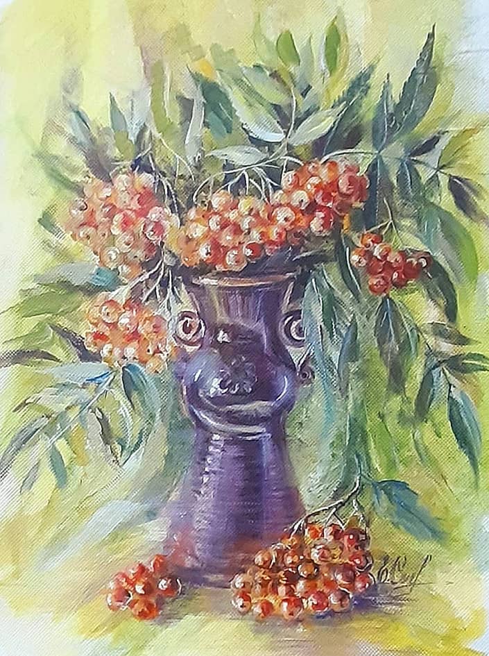 Букетик рябины красной (натурная постановка)