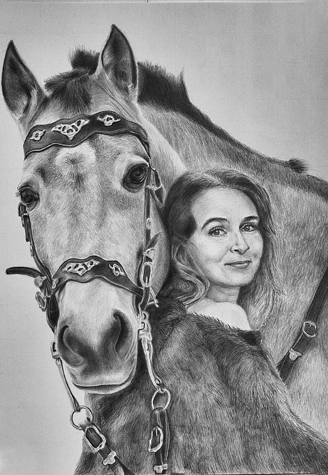 Портрет жены с лошадкой