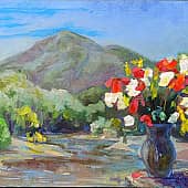 Кувшин с цветами у подножия горы Тхача-гочук. Серия натюрморт под открытым небом. Пленэр ZhNataly