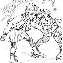 На катке (Детская раскраска)