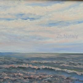 Уходящий день на Азовском море, морской пейзаж ZhNataly, пленэрная живопись маслом  картина