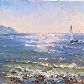 Солнечный день. Яхта в море. Пленэр ZhNataly