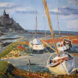 Лодки возле Мон-Сен-Мишель