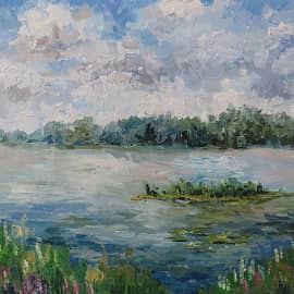 Этюд на пленэре. Озеро Увильды после дождя.