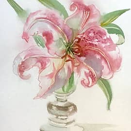 Акварель  Лилия в вазе