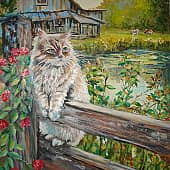 Ну что не ждали? Деревенский котик на заборе.
