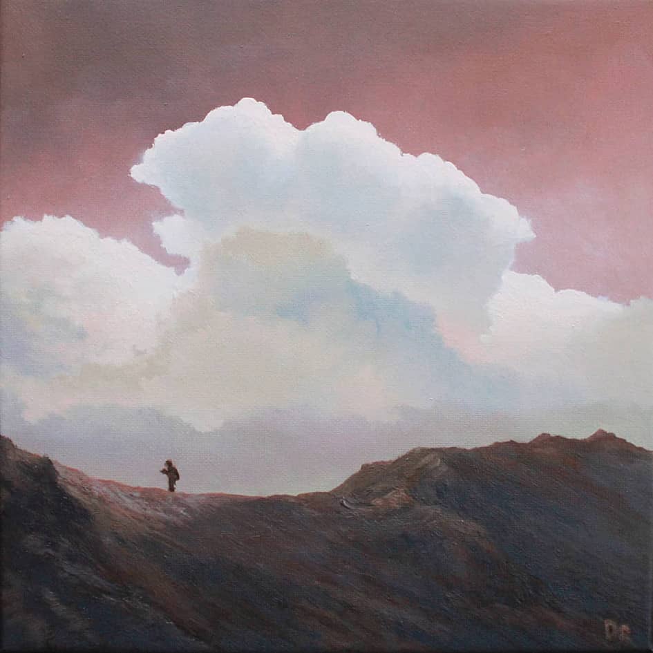 Человек на вулкане., Холст на подрамнике Масло