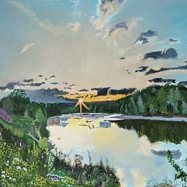 Закат на реке.