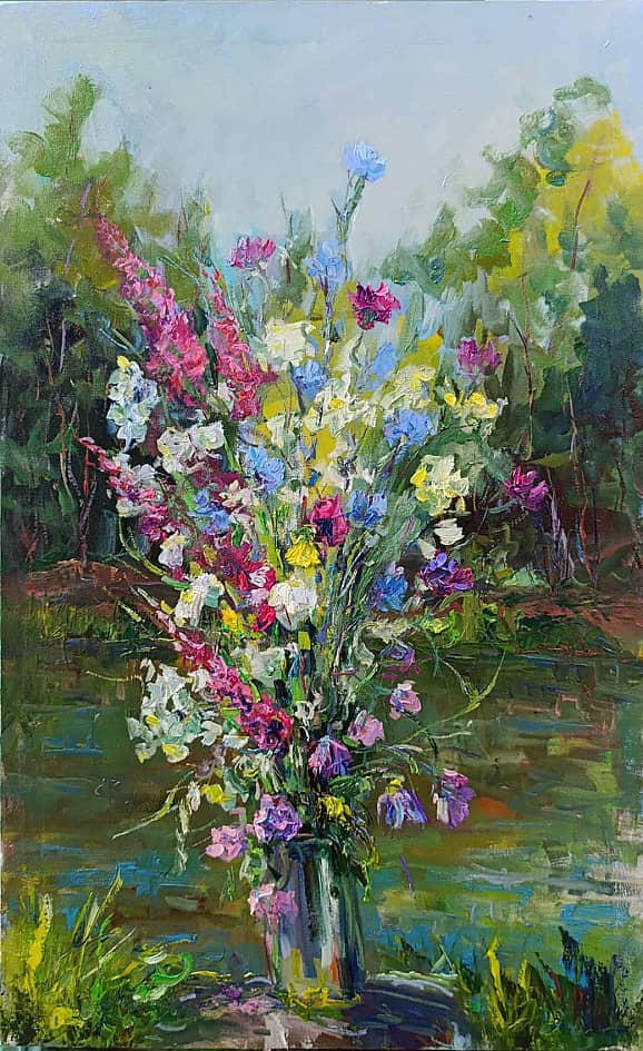 Петров-батог и полевые цветы у озера. Серия натюрморт под открытым небом. Пленэр ZhNataly