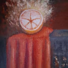 Огненный цитрус. Копия фрагмента картины.