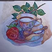 Чашка чая с розой