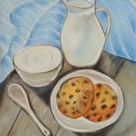 Молоко с печеньем