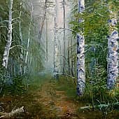 В таёжных дебрях на рассвете.