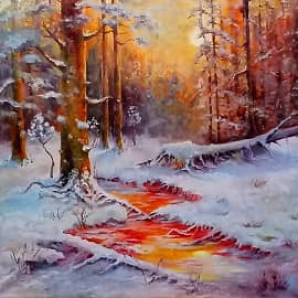 " По мотивам картины "Зимний закат" Ю. Клевера