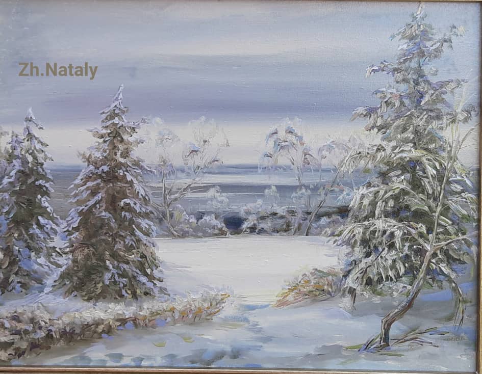 Ёлочки в парке, зимний пейзаж, пленэрная живопись ZhNataly