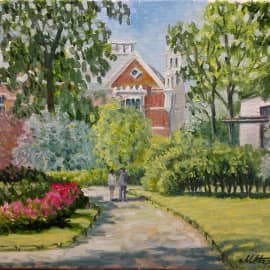 В сквере у Черной речки.