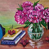 Красные пионы.